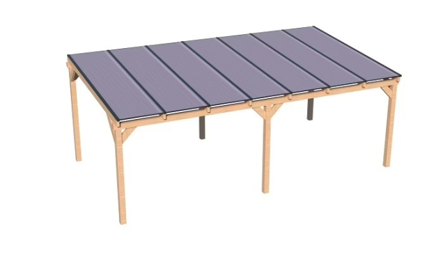 Douglas veranda DD30, vrijstaand met aluminium dakprofielen