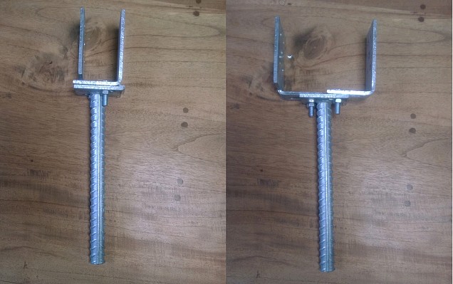 *Paalsteun Carport verstelbaar U- model verzinkt met draadanker