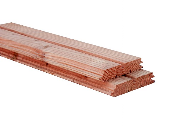 *Douglas double profiel Rhombus dubbelzijdig 28x140x4000mm (Wb 134mm) blank