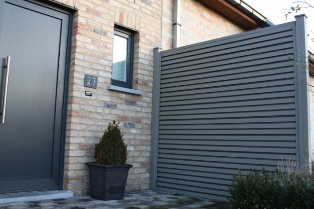Dual Straight WPC Lamellen scherm Grey 200x200cm