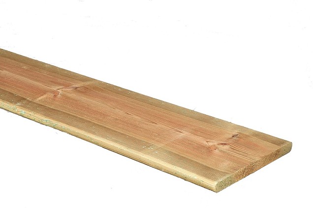 *Plank Grenen geschaafd afgerond 16x140x1800mm