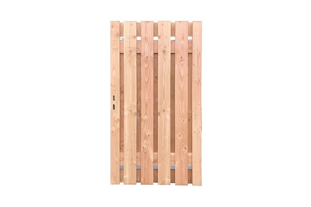 Poort 130cm geschaafd 16x140mm Douglas Stalen Frame 130x180cm Verticaal