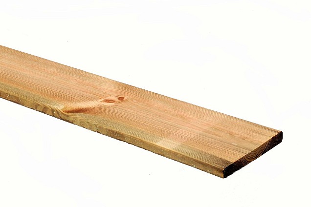 *Plank Grenen geschaafd afgerond 17x140x1800mm