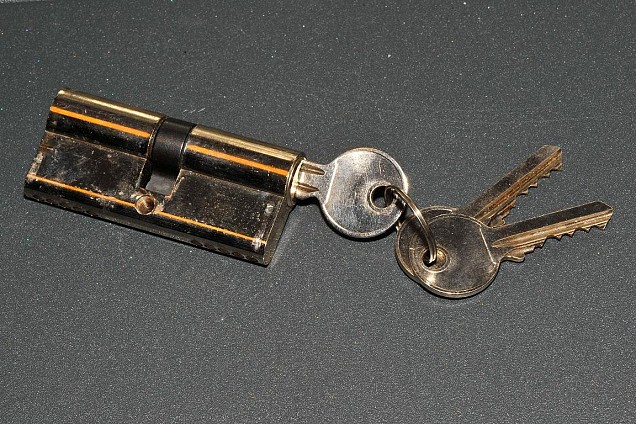 Cilinder nikkel incl. 3 sleutels 25/45 verzinkt