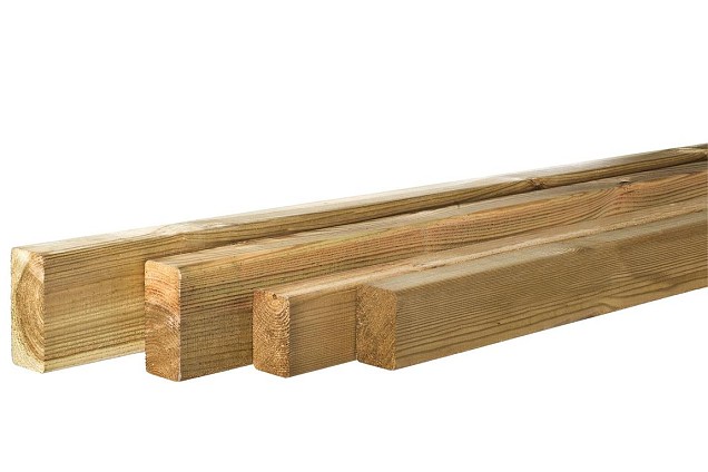 Geschaafde regel 19x70x1800cm Groen ge?mpregneerd