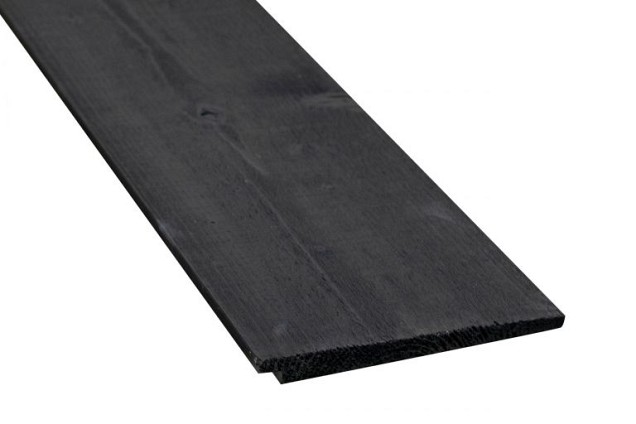 *Vuren Zweeds rabat fijnbezaagd 11-27x195x4000mm, zwart gedompeld