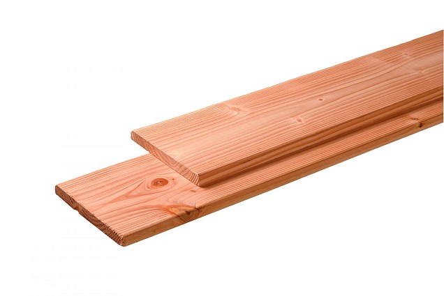 Douglas plank 28x195x4000mm (1 zijde geschaafd/1 zijde fijnbez.) Blank