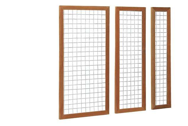 Zwart gaaspaneel trellis maas 7.5x7.5cm met hardhout kader 90x180cm