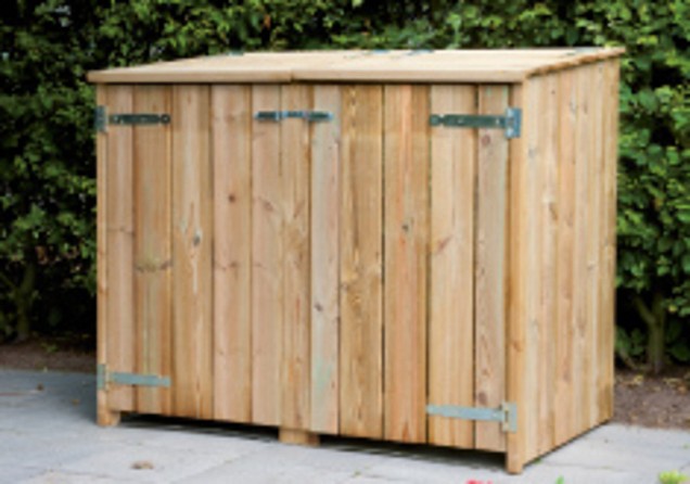 *Dubbele containerkast geïmpregneerd 150 (B)x127/115 (H)x91 (D)     OP=OP