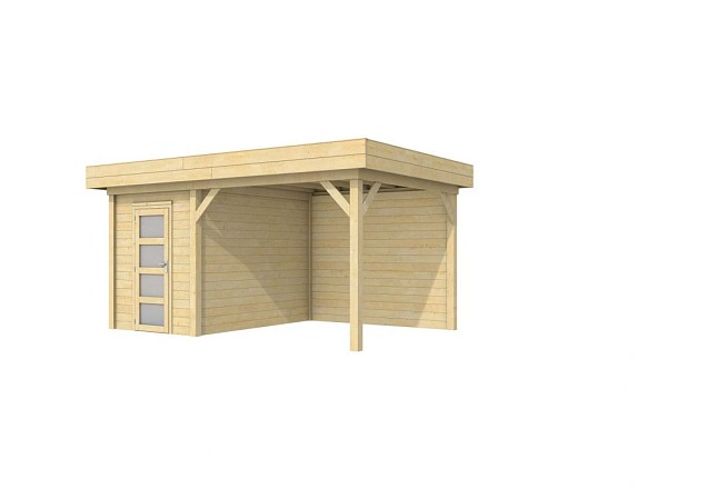 Tuinhuis Kiekendief 200x300cm met Luifel 400cm, wit/antraciet gespoten.