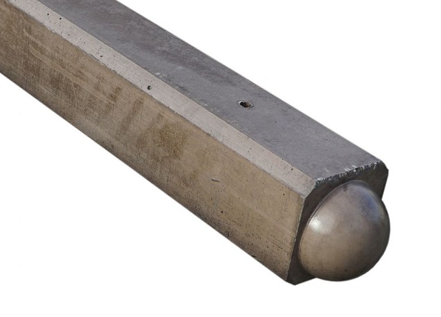 Betonpaal Bol Glad Bruin 10x10x310cm tussen sponning 54cm