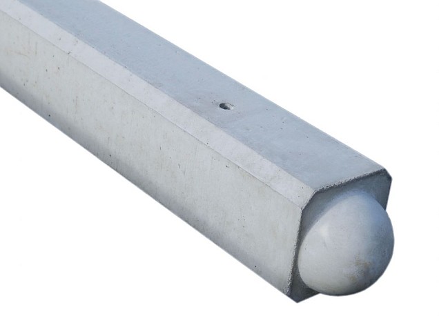Betonpaal Bol Glad Grijs 10x10x275cm tussen sponning 37cm