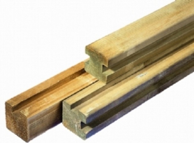 *Vierkantpaal sponning 28mm Hoekpaal Vuren 88x88x2700mm.