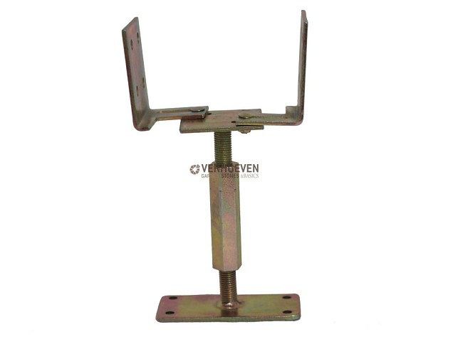 *Paalsteun Carport Voetplaat verstelbaar U-model geel verzinkt tbv paal 80/140 mm