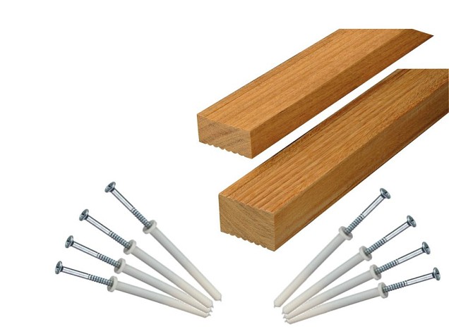 *Kozijnpoort tbv muur 8 slagpluggen Hardhout 2st 5x7x195cm