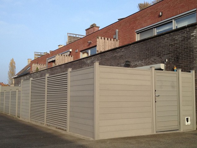 Dual Straight WPC Lamellen scherm Grey 200x200cm