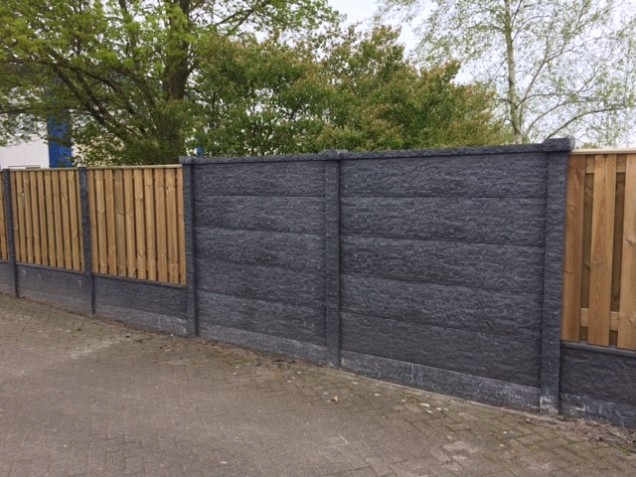 Betonpaal Bol Granietmotief antraciet 10x10x275cm tussen sponning 74cm (levertijd ca. 4 weken)