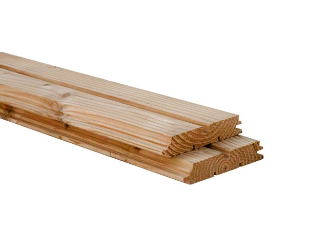 Douglas geschaafd rhombusprofiel 28x140x3000mm  groen geØmpregneerd