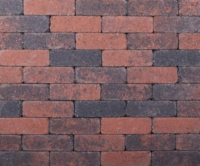 *Waalformaat getrommeld Rood/zwart 20x5x7cm   op=op