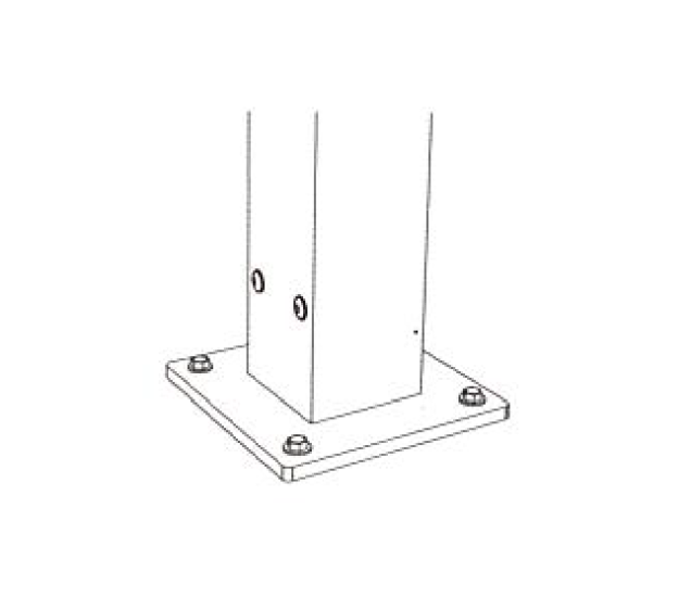 Voetplaat midden 200x200mm t.b.v. 100x100mm Aluminium Staander Pergola