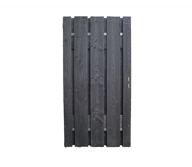 Poort 100cm fijnbezaagd XL 20x200mm Zwart Douglas Stalen Frame 100x180cm Verticaal