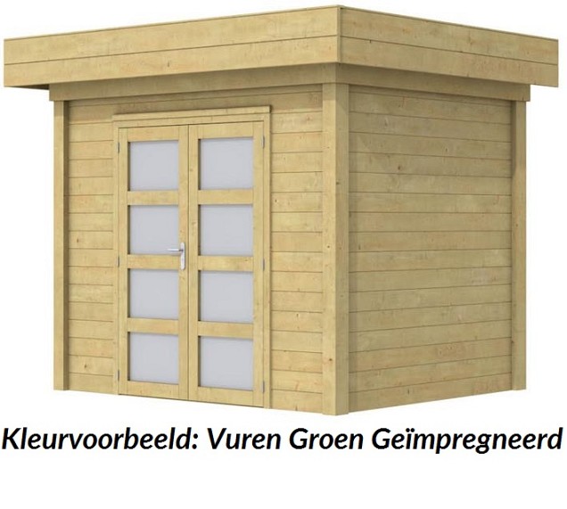 Tuinhuis Tapuit 300x300cm, groen ge?mpregneerd.