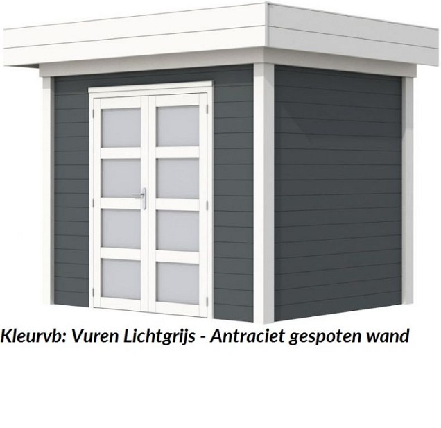 Tuinhuis Parelhoen 400x300cm, antraciet/wit gespoten.