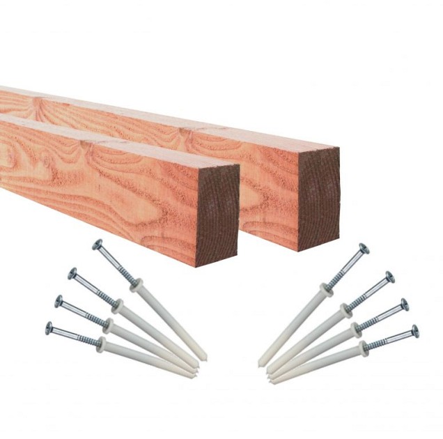 *Kozijnpoort tbv muur 8 slagpluggen Douglas 2st 5x7x195cm
