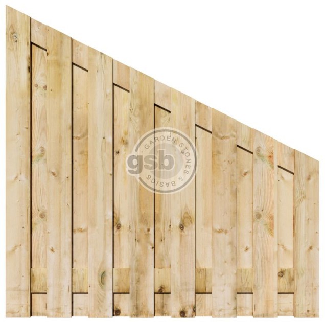 Tuinscherm grenen 17 planks 16mm recht rvs geschroefd 180/90 x 180 cm verticaal