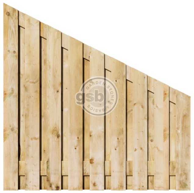 Tuinscherm grenen 19 planks 16mm recht rvs geschroefd 180/90 x 180 cm verticaal