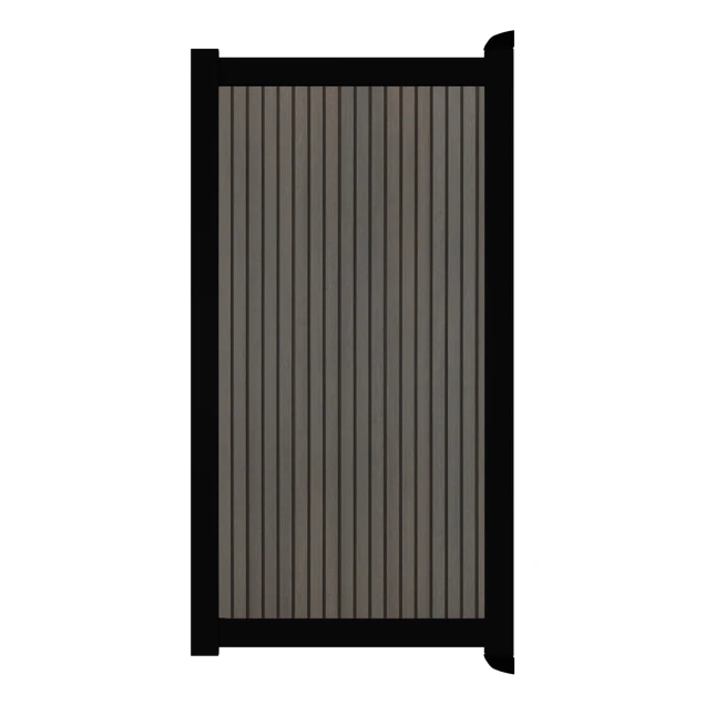Poort Profi-Fence | 125x197cm | Rhombus Walnut | Verticaal | Zwart aluminium frame