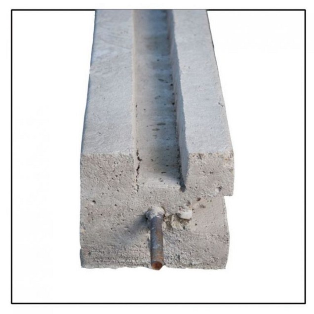 Betonpaal Hoekpaal met pin Grijs 12x12x233+60cm