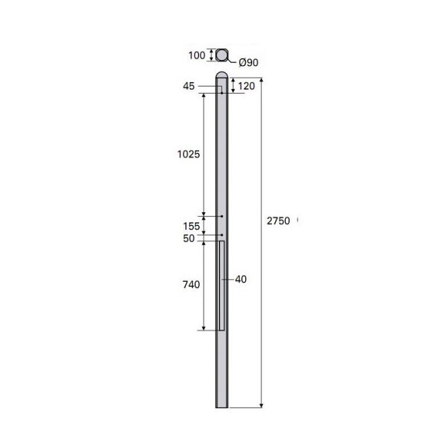 Betonpaal Classica Glad Bruin 10x10x275cm tussen sponning 74cm met punt