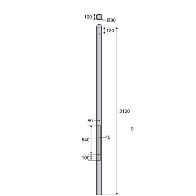 Betonpaal Plat Glad Grijs 10x10x310cm tussen sponning 54cm (levertijd ca. 4 weken)