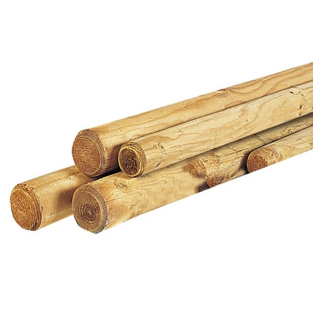 Ronde Paal 1 zijde gepunt 1 zijde gekroond 40x2000mm