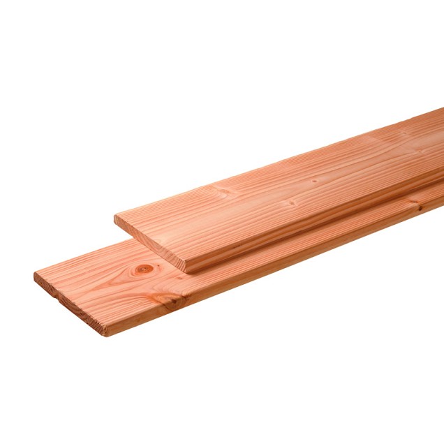 Douglas plank 28x195x5000mm (1 zijde geschaafd/1 zijde fijnbez.) groen ge?mpregneerd