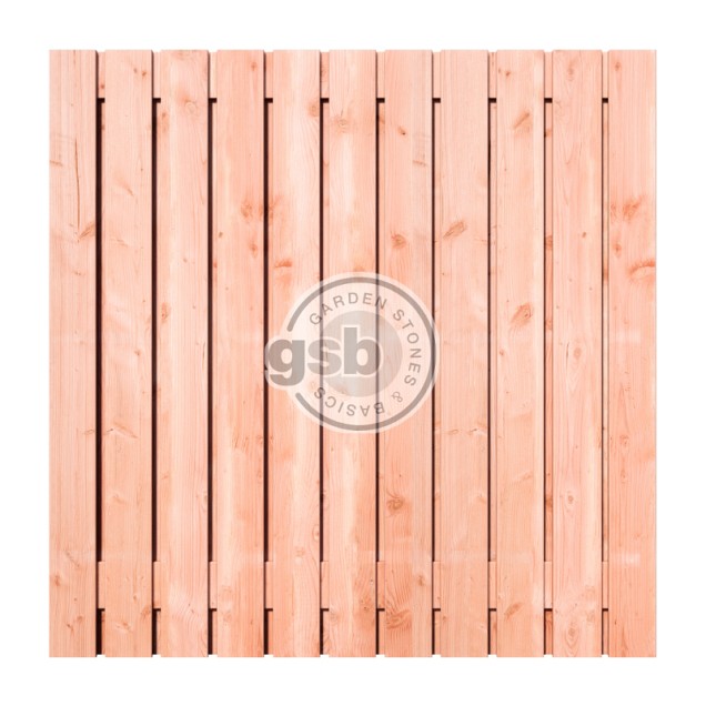 Tuinscherm Douglas fijnbezaagd 23-pl 16mm recht rvs geschroefd 180x180cm Verticaal