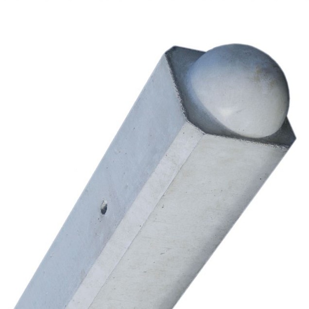 Betonpaal Bol Glad Grijs 10x10x275cm tussen sponning 37cm