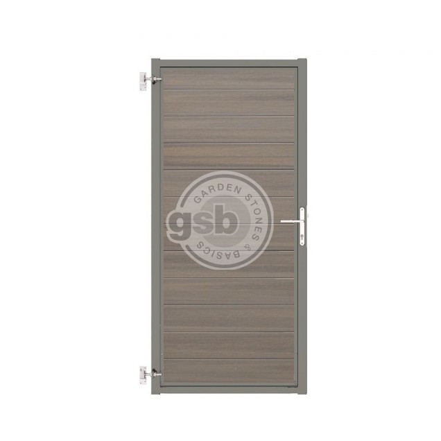 Composiet Poort Profi-Fence Light Grey 90x190cm - Grijs Frame (RAL 9007) Horizontaal