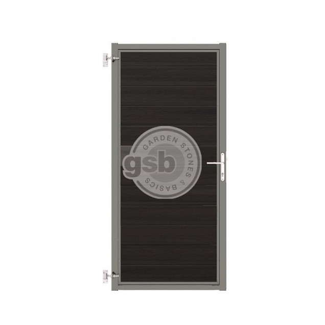 Composiet Poort Profi-Fence Solid Black 90x190cm - Grijs Frame (RAL 9007)