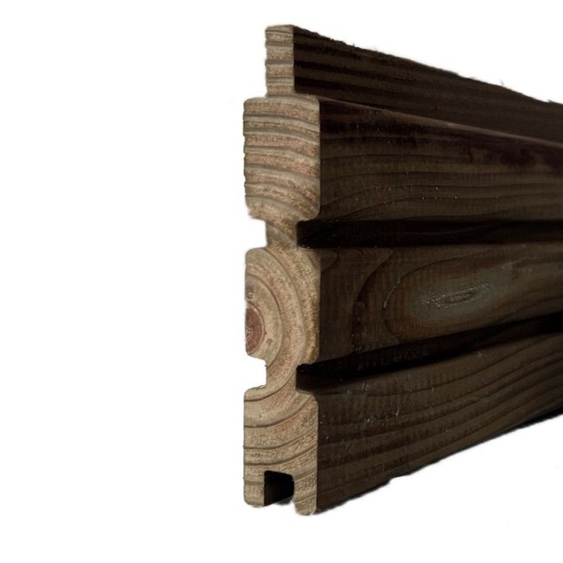 Douglas triple profiel Rhombus dubbelzijdig 28x140x4000mm (Wb 134mm) Bruin