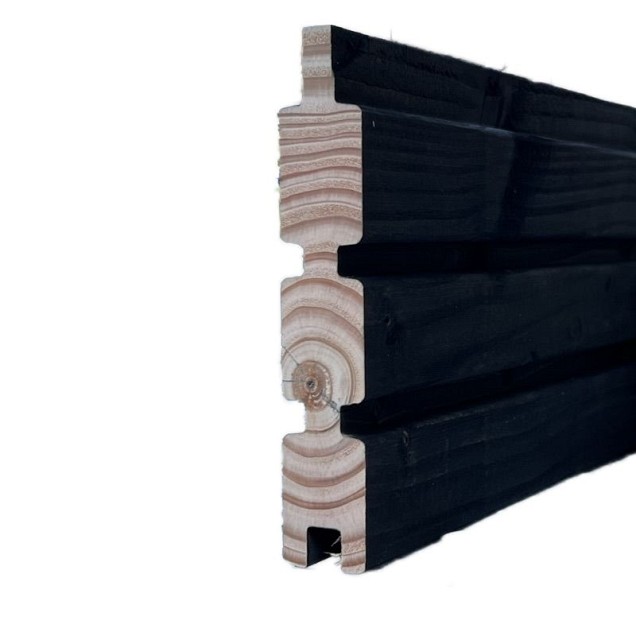 *Douglas triple profiel Rhombus dubbelzijdig 28x140x4000mm (Wb 134mm) Zwart