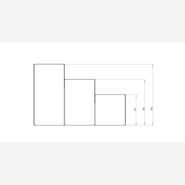 Gepoedercoat staal plantenbak Vierkant Trapmodel III 40-Zwart (RAL 9005) met bodemplaat