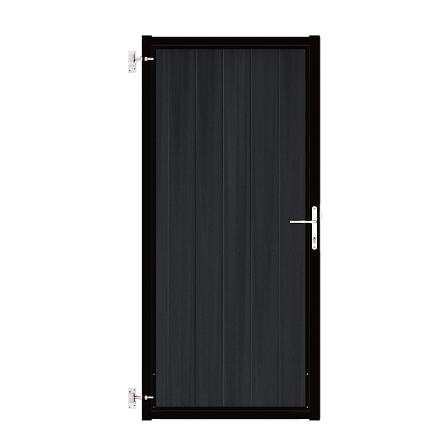 Composiet Poort Profi-Fence Verticaal Solid Black 90-120x190cm - RAL9005