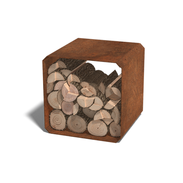 Houtopslag Cortenstaal Cube modulair
