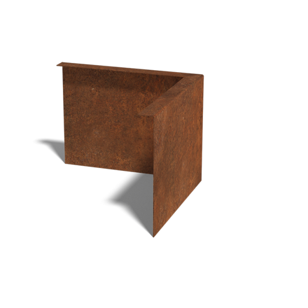 Cortenstaal kantopsluiting gezet 120mm buitenhoek