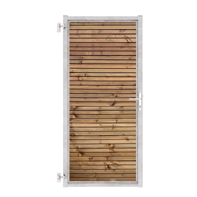 Poort met stalen kaderframe Douglas Triple Rhombusprofiel Bruin geimpregneerd 99x190cm