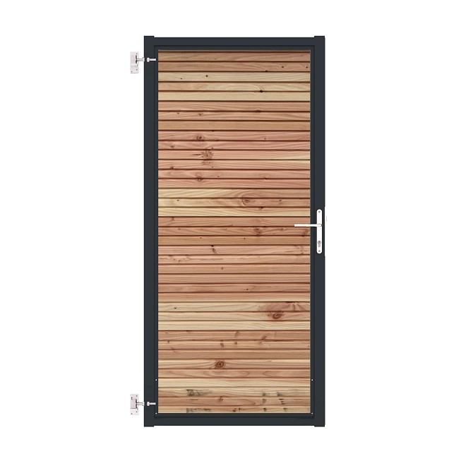 Poort met stalen kaderframe RAL7016 met Douglas Triple Rhombusprofiel Blank 89x190cm