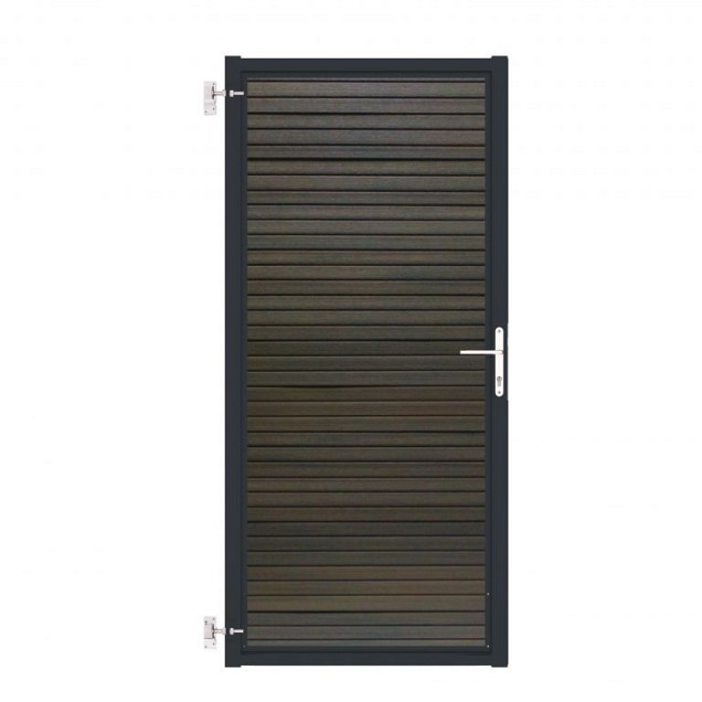 Composiet Poort Profi-Fence Chocolate 90x190cm - Antraciet Frame (RAL 7016) Horizontaal