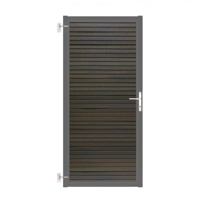 Composiet Poort Profi-Fence Chocolate 120x190cm - Grijs Frame (RAL 9007) Horizontaal